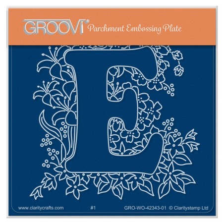 (GRO-WO-42343-01)Groovi® Baby plate A6 Linda's Floral Alphabet - Letter E