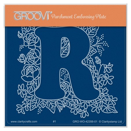 (GRO-WO-42356-01)Groovi® Baby plate A6 Linda's Floral Alphabet - Letter R