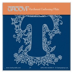 (GRO-WO-42358-01)Groovi® Baby plate A6 Linda's Floral Alphabet - Letter T