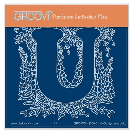 (GRO-WO-42359-01)Groovi® Baby plate A6 Linda's Floral Alphabet - Letter U