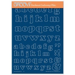 (GRO-WO-42371-04)Groovi Plate A5 Linda's Lowercase Bubble Alphabet