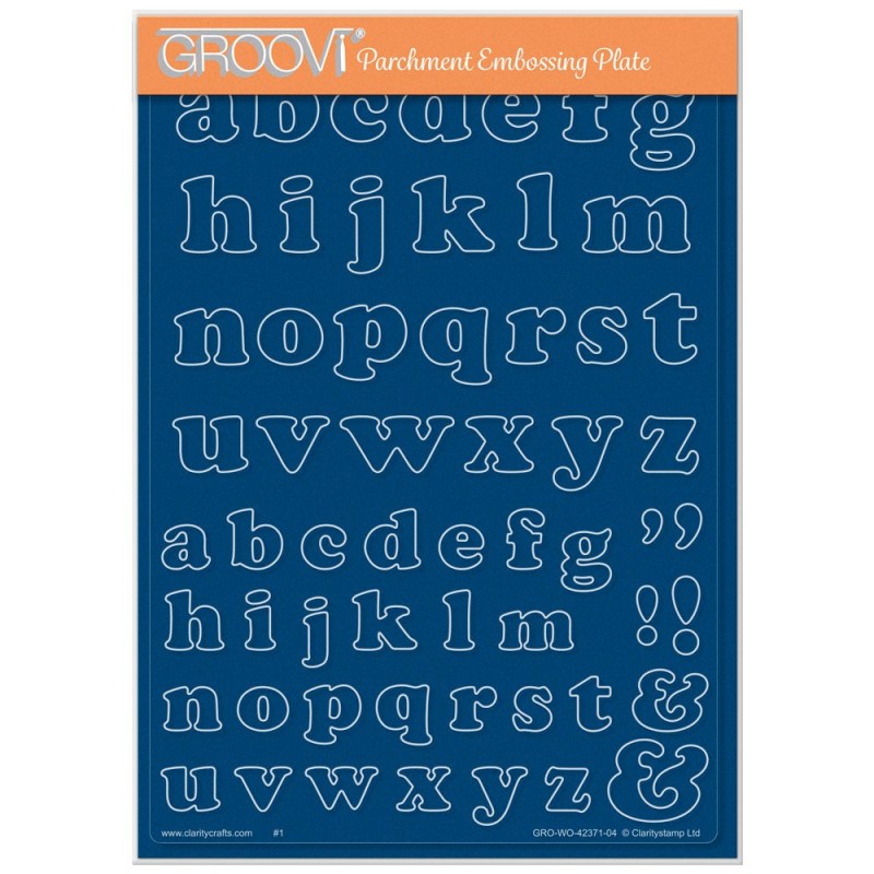 (GRO-WO-42371-04)Groovi Plate A5 Linda's Lowercase Bubble Alphabet