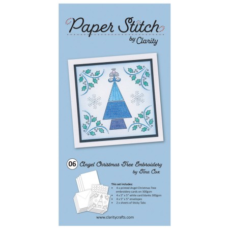 (ACC-CA-31688-XX)Paper Stitch by Clarity - 06 - Angel Christmas Tree Embroidery Card Pack