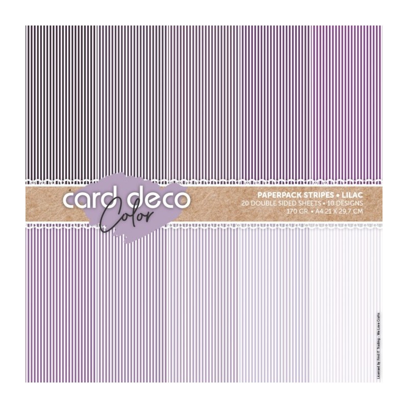 (CDCPPA413003)Card Deco Color Paperpack - Stripes - Lilac - A4