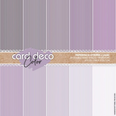 (CDCPPA413003)Card Deco Color Paperpack - Stripes - Lilac - A4