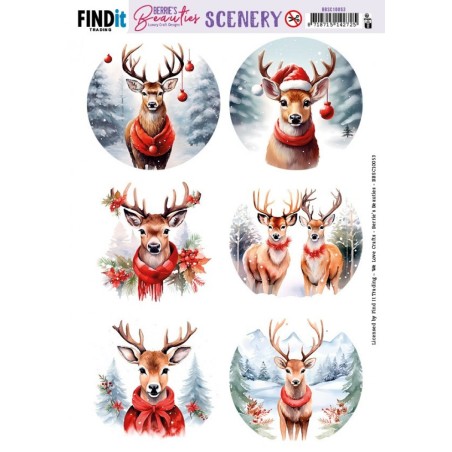 (BBSC10053)Push-Out Scenery - Berries Beauties - Deer- Round