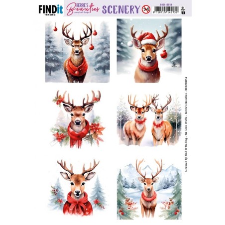 (BBSC10054)Push-Out Scenery - Berries Beauties - Deer - Square