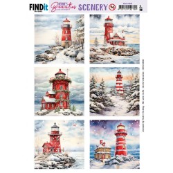 (BBSC10060)Push-Out Scenery - Berries Beauties - Snowy Lighthouse - Square