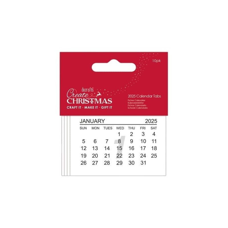 (PMA 172325)2025 Calendar Tabs - Create Christmas 7.5 X 5 cm (10 pcs)