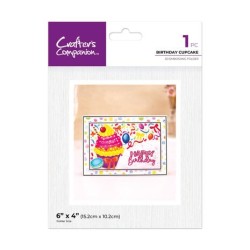 (CC-3D-EF4-BICU)Crafter's Companion Partial 3D Embossing Folders Birthday Cupcake