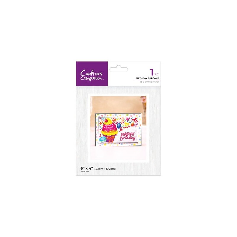 (CC-3D-EF4-BICU)Crafter's Companion Partial 3D Embossing Folders Birthday Cupcake