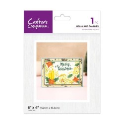 (CC-3D-EF4-HOCA)Crafter's Companion Partial 3D Embossing Folders Holly and Candles