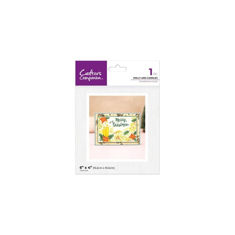 (CC-3D-EF4-HOCA)Crafter's Companion Partial 3D Embossing Folders Holly and Candles