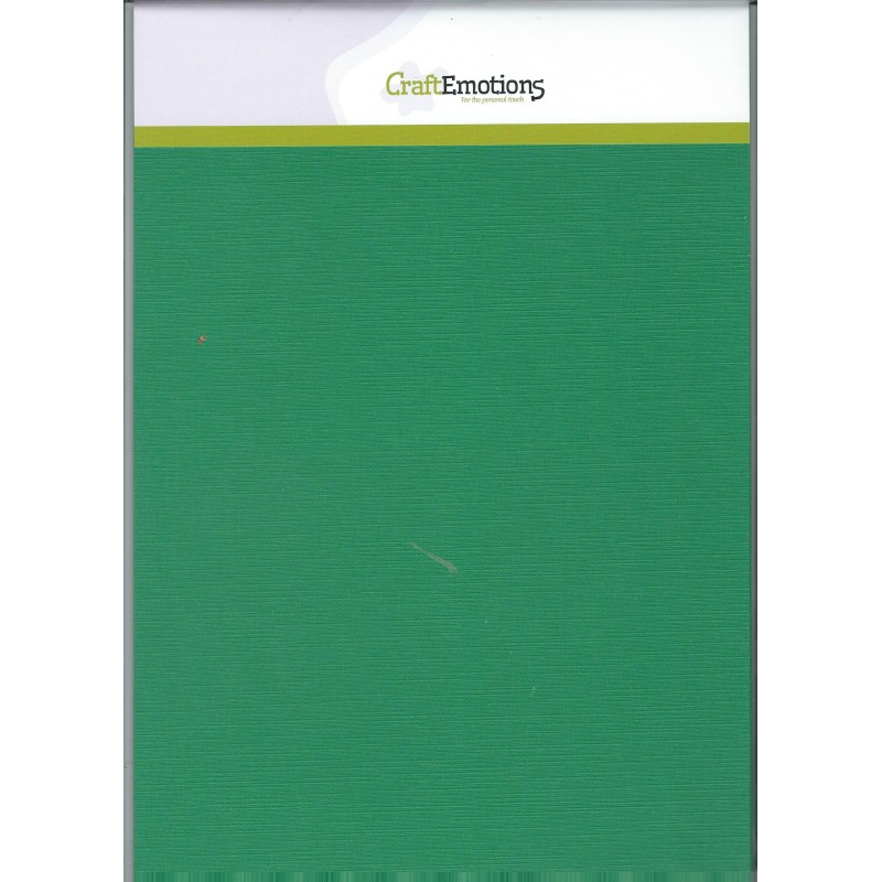 (001232/1025)CraftEmotions linen cardboard 10 Sh loofgroen LHC-83 A4 250gr