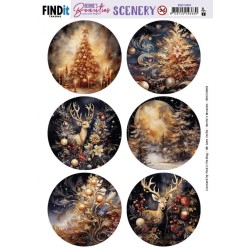 (BBSC10063)Scenery Push out - Berries Beauties - Frosted Gold Christmas 2 - Round