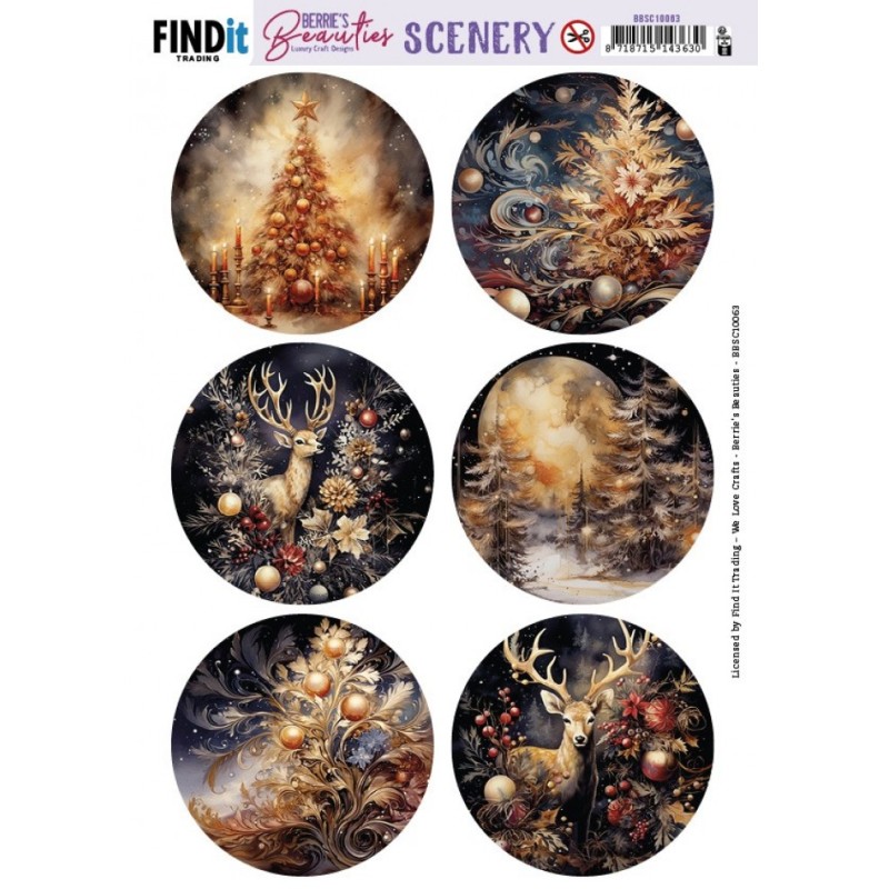 (BBSC10063)Scenery Push out - Berries Beauties - Frosted Gold Christmas 2 - Round