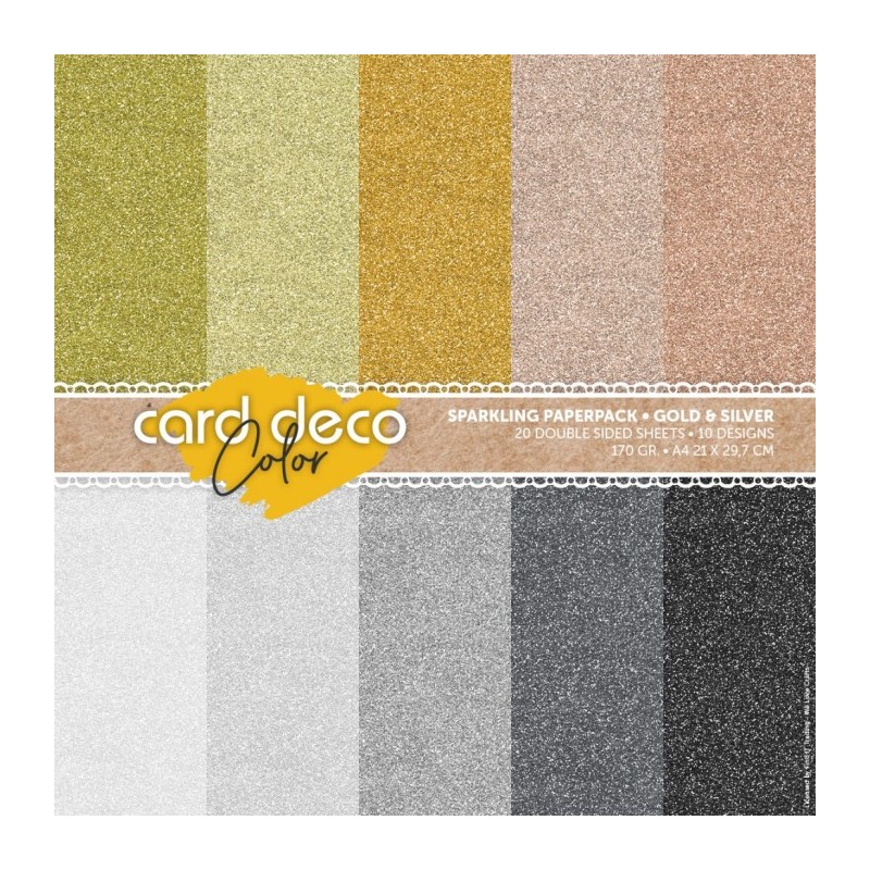 (CDCSPPA410002)Card Deco Color - Sparkles Paperpack – Gold and Silver