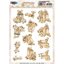 (SB10963)3D Push Out - Amy Design - Frosted Gold Christmas - Lantern