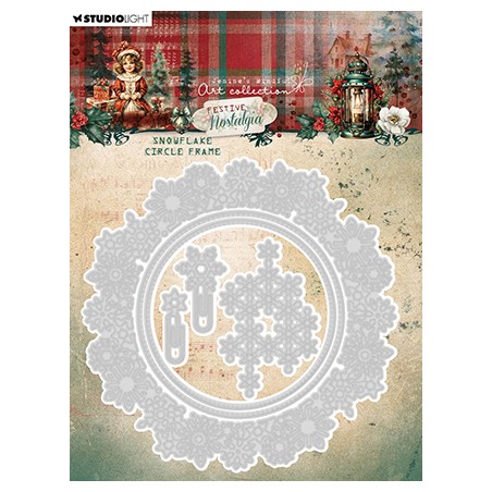 (JMA-FN-CD902)Studio Light Cutting Die Snowflake circle frame Festive Nostalgia nr.902