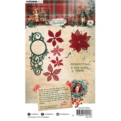 (JMA-FN-CD904)Studio Light Cutting Die Poinsettias & ice swirl frame Festive Nostalgia nr.904