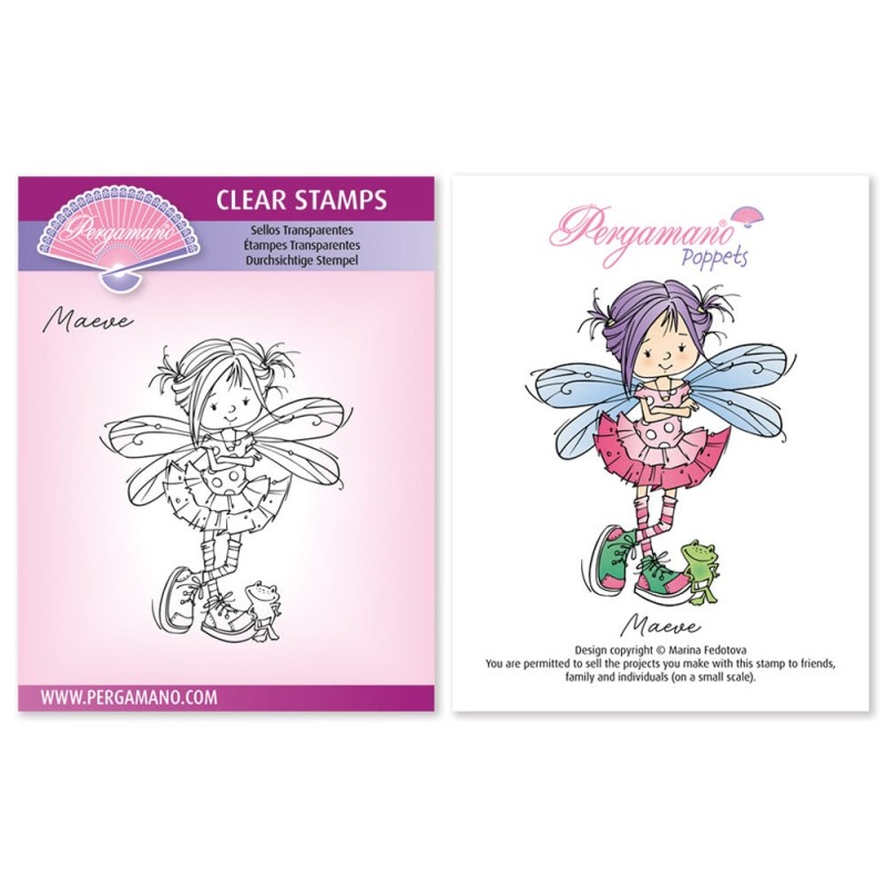 (STA-CN-11907-A6)Pergamano clear stamp Sprite Poppets - Maeve A6