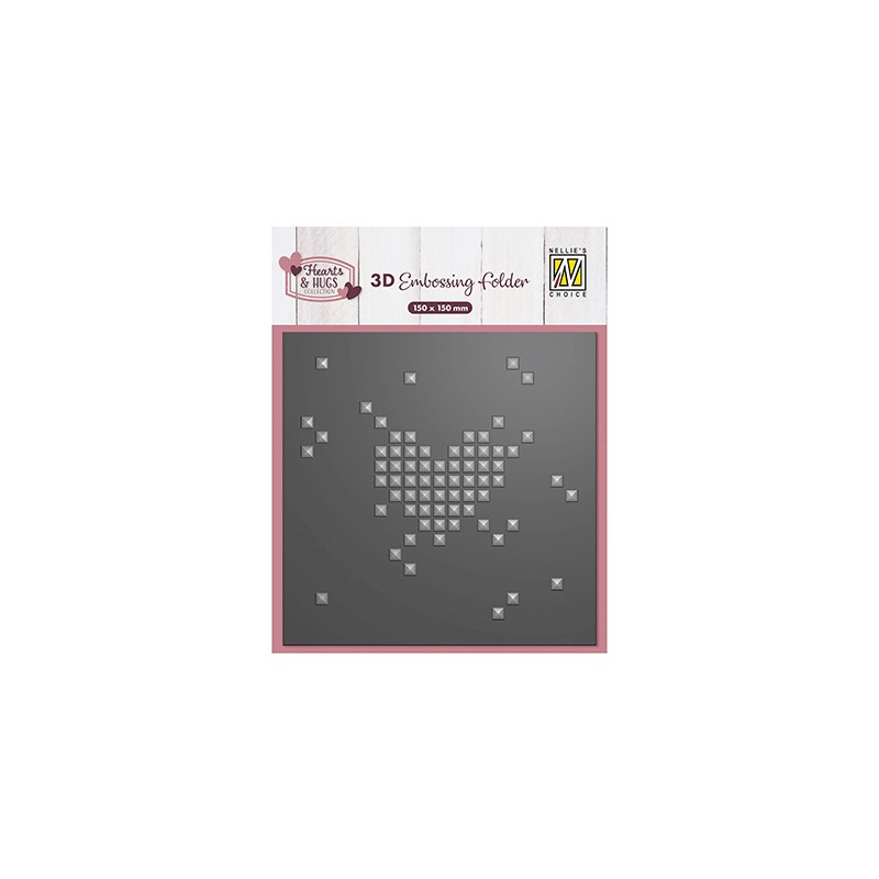 (EF3D109)Nellie's Choice Embossing Pixel Heart