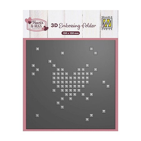 (EF3D109)Nellie's Choice Embossing Pixel Heart