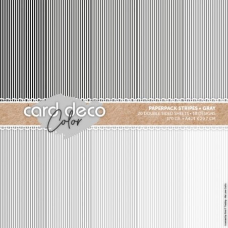 (CDCPPA413005)Card Deco Color Paperpack - Stripes - Gray - A4