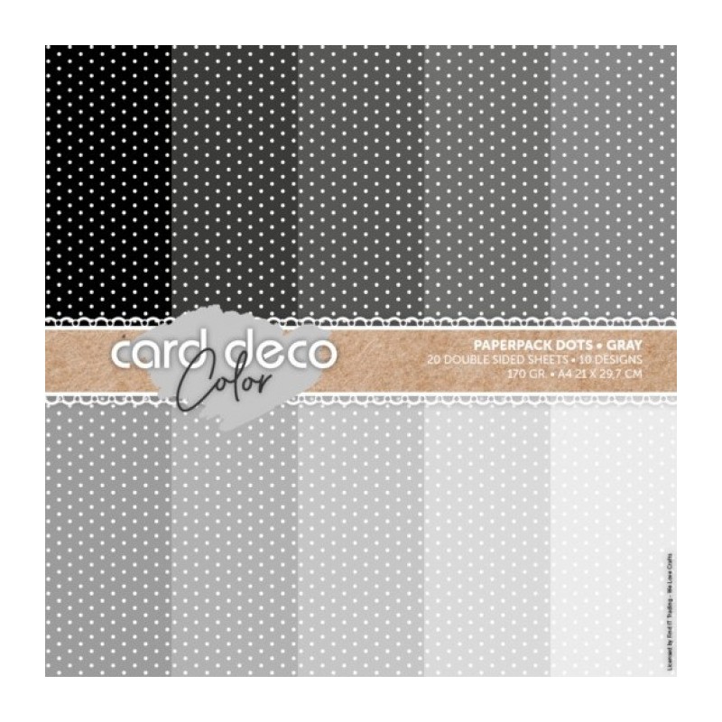 (CDCPPA414005)Card Deco Color Paperpack - Dots - Gray - A4