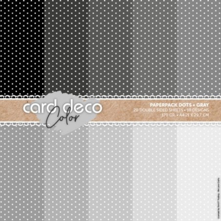 (CDCPPA414005)Card Deco Color Paperpack - Dots - Gray - A4