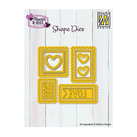 (SD334)Nellie's shape dies Postal Stamps with Hearts