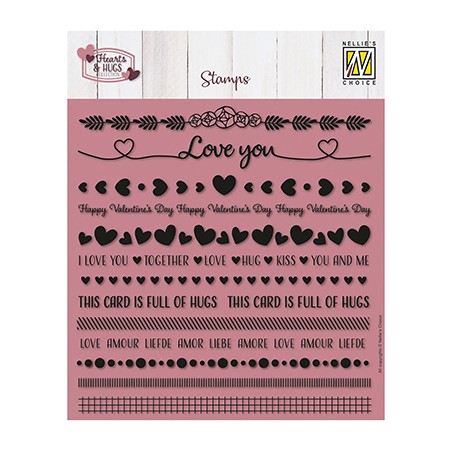 (NSCS023)Nellie`s Choice Clearstamp - Strips Love & Hugs