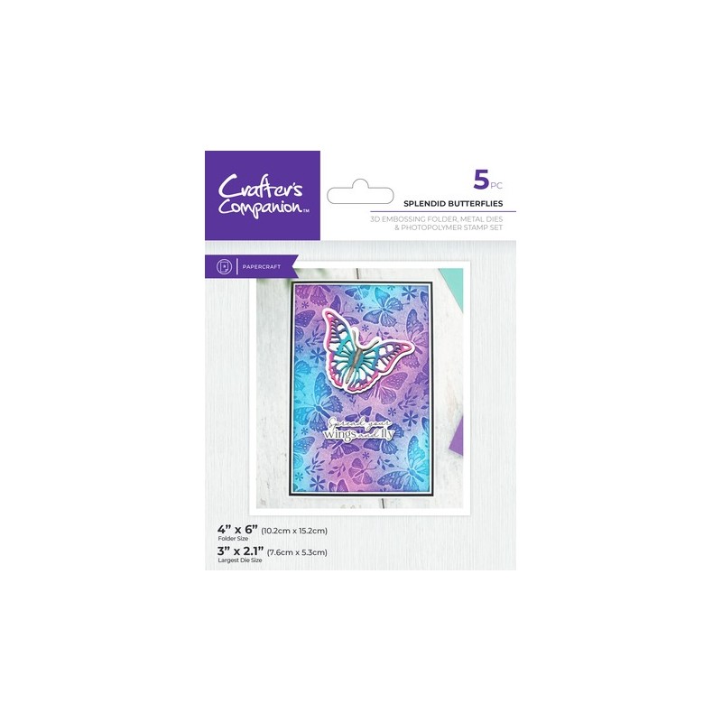 (CC-3DEF4-MD-STP-SPB)Crafter's Companion 3D Embossing Folders, Dies and Stamps Splendid Butterflies