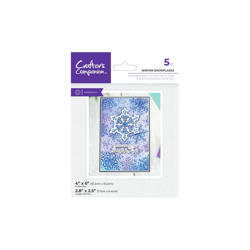 (CC-3DEF4-MD-STP-WISN)Crafter's Companion 3D Embossing Folders, Dies and Stamps Winter Snowflakes