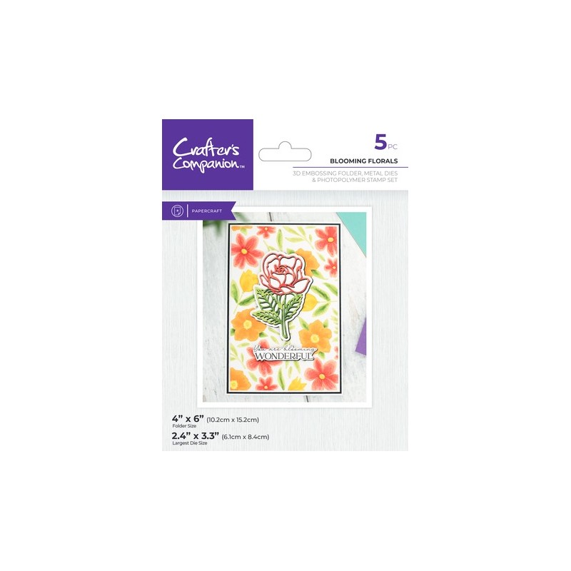 (CC-3DEF4-MD-STP-BLF)Crafter's Companion 3D Embossing Folders, Dies and Stamps Blooming Florals