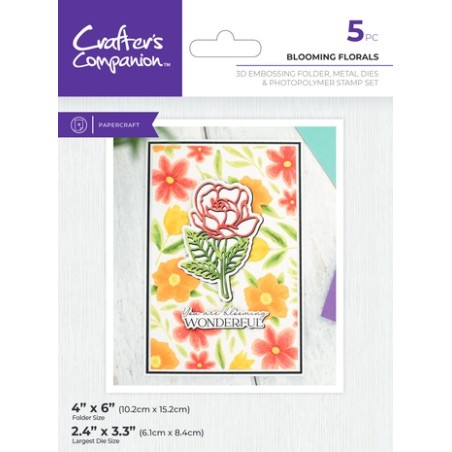 (CC-3DEF4-MD-STP-BLF)Crafter's Companion 3D Embossing Folders, Dies and Stamps Blooming Florals