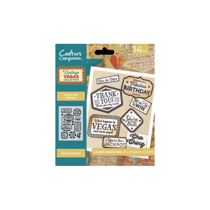 (VV-CA-ST-YTJ)Crafter's Companion Vintage Vegas Clear Acrylic Stamp You're the Jackpot