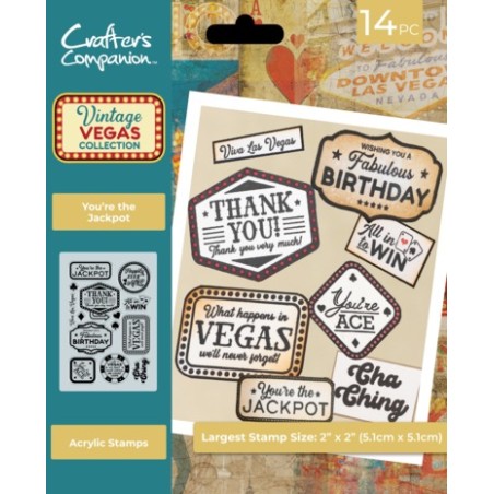 (VV-CA-ST-YTJ)Crafter's Companion Vintage Vegas Clear Acrylic Stamp You're the Jackpot