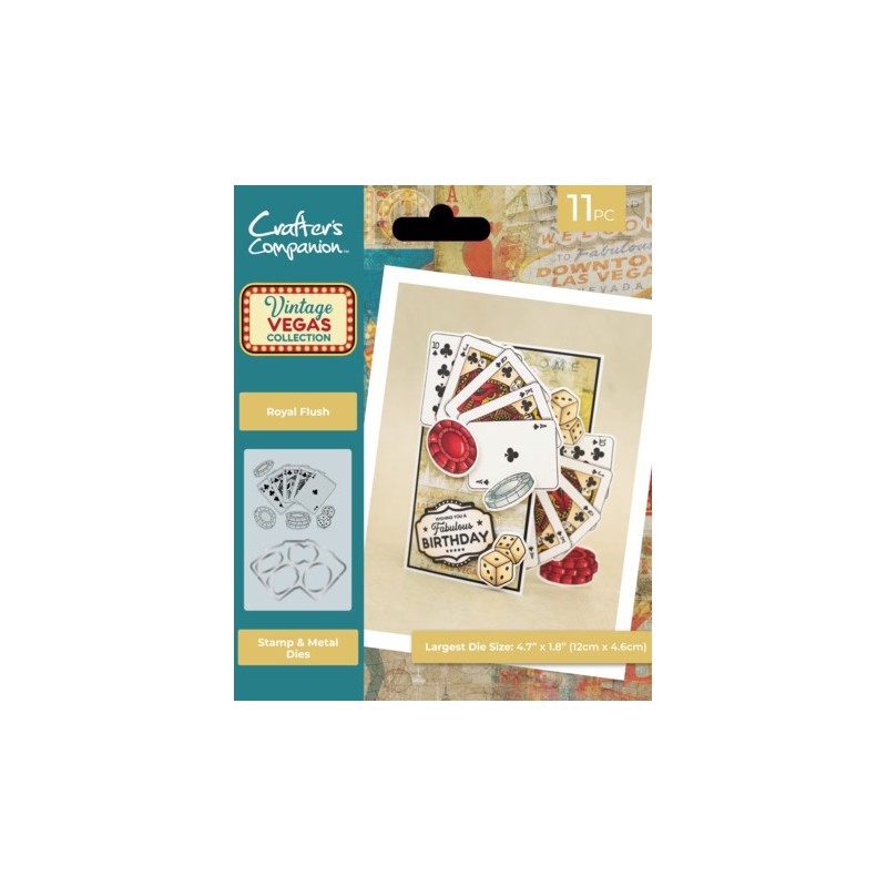 (VV-STD-ROFL)Crafter's Companion Vintage Vegas Stamp & Die Royal Flush