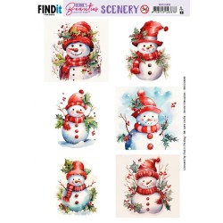 (BBSC10066)Scenery Push out - Berries Beauties - Snowmen - Square