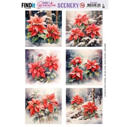 (BBSC10068)Scenery Push out - Berries Beauties - Poinsettia - Square