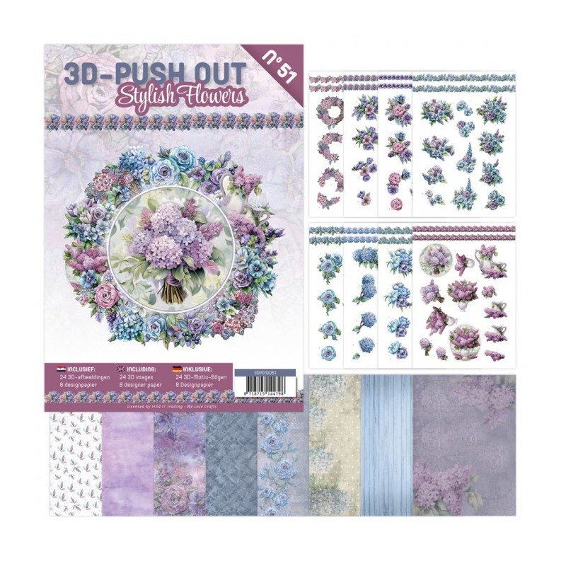 (3DPO10051)3D Push-Out Book 51 - Stylish Flowers