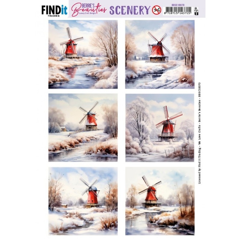 (BBSC10070)Scenery Push out - Berries Beauties - Winter Landscape - Square