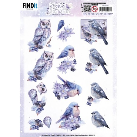 (SB10978)3D Push Out - Berries Beauties - Mystic Winter - Mystic Birds