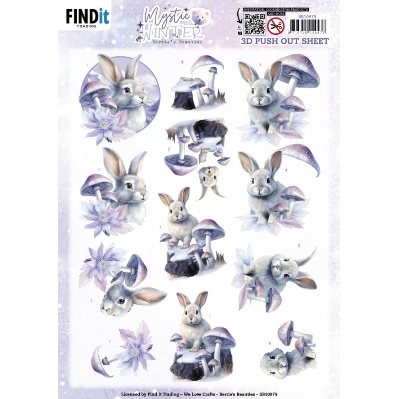 (SB10979)3D Push Out - Berries Beauties - Mystic Winter - Mystic Rabbits